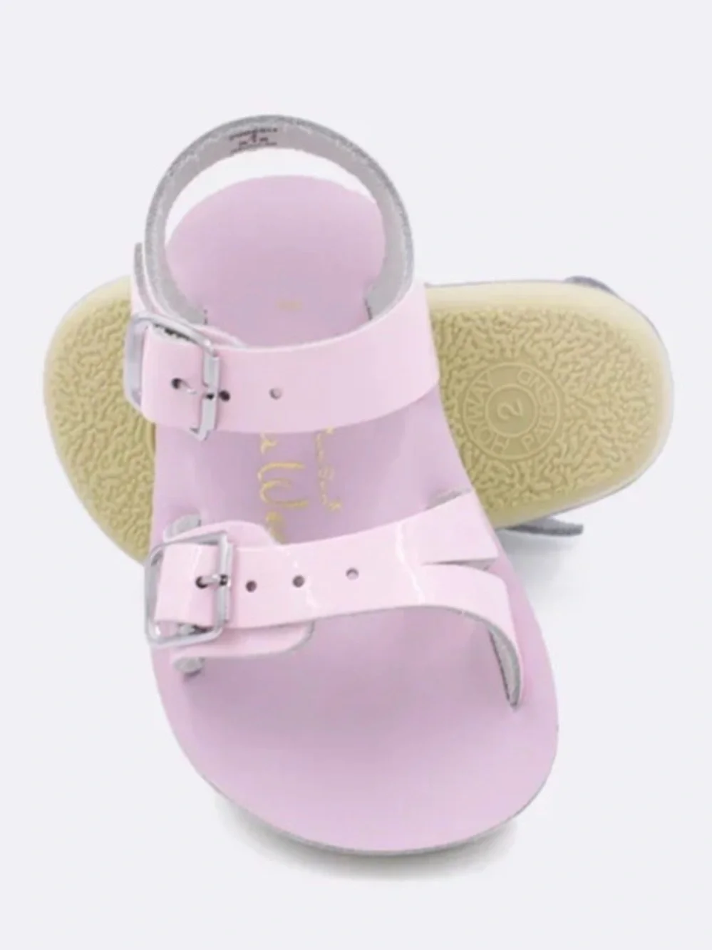 Salt Water Sandals Genuine Leather Light Pink Double Buckle Toddler Size 3 NIB